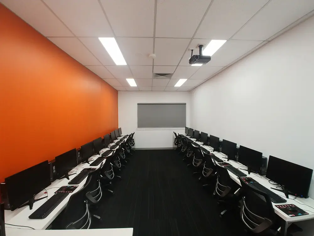 Logitrain Melbourne IT training classroom with computer workstations
